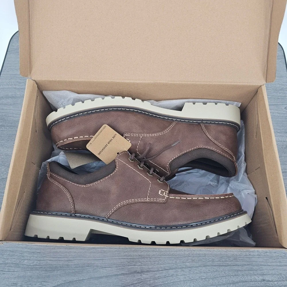 Eddie Bauer Mens Strider Tan Moc Toe Oxford Shoes Size‎ 13 Brown Rugged Casual